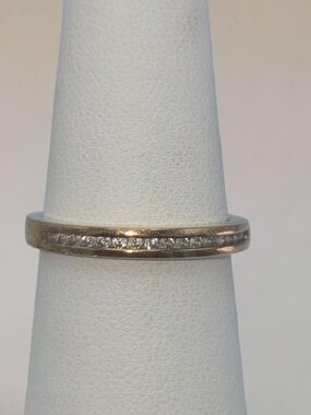 Gold Vermeil Over Sterling Silver 925 CZ Channel Band Ring Size 7 Stackable